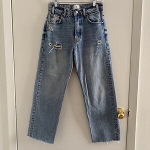 Anine Bing Gavin Distressed Light Wash Jeans Size 26